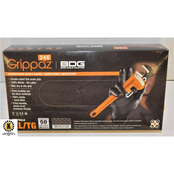 GRIPPAZ BDG DISPOSABLE GLOVES SIZE XL 50