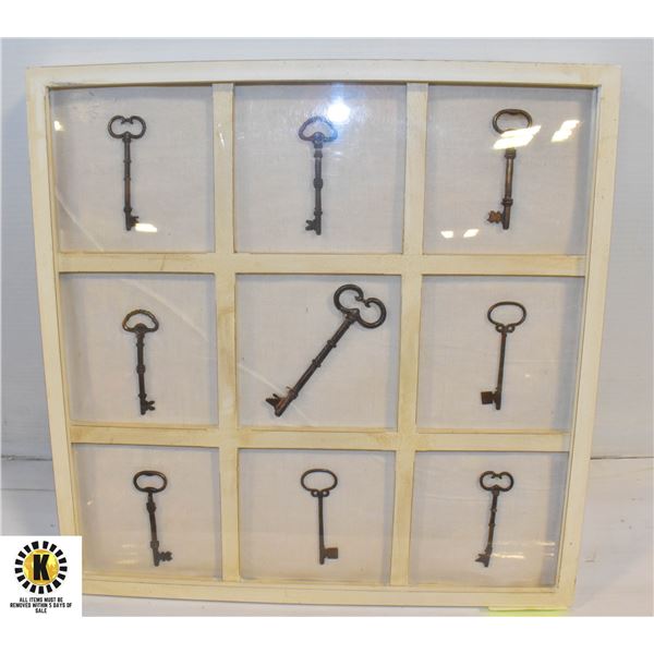 SKELETON KEYS WALL HANGING WOODEN FRAMED