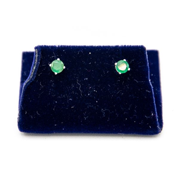 1OK STAMPED WHITE GOLD EMERALD EARRINGS