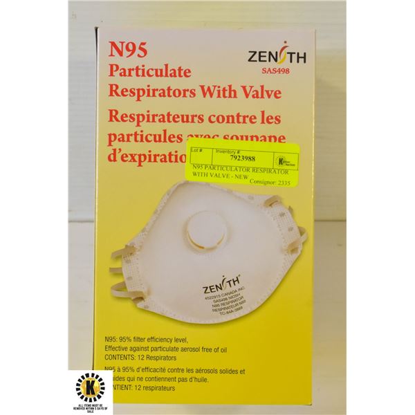 N95 PARTICULATOR RESPIRATOR WITH VALVE – NEW