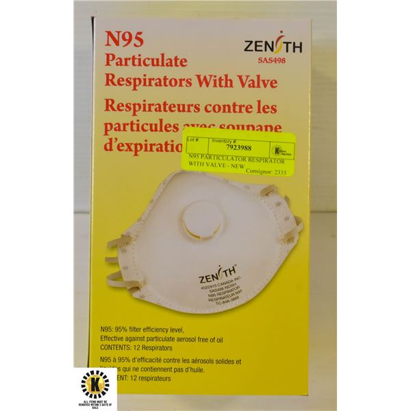 N95 PARTICULATOR RESPIRATOR WITH VALVE - NEW