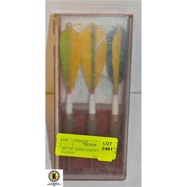 SET OF 3 KWIK DARTS W/ FEATHER FLIGHTS