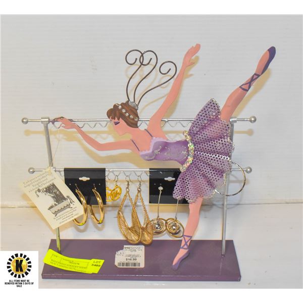 BALLERINA JEWELRY HANGER W/ NEW EARRING SETS