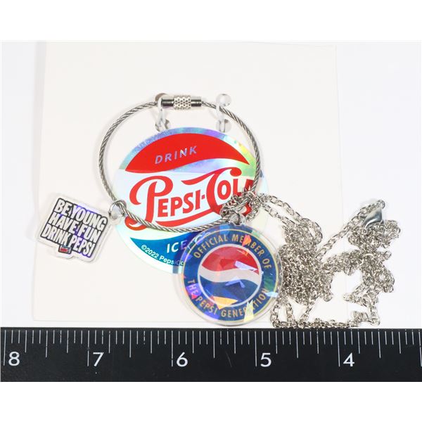 NEW GRAPHIC PEPSI CHARM NECKLACE/KEY CHAIN