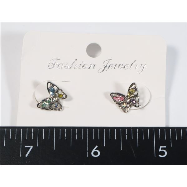 NEW RHINESTONE BUTTERFLY STUD EARRINGS