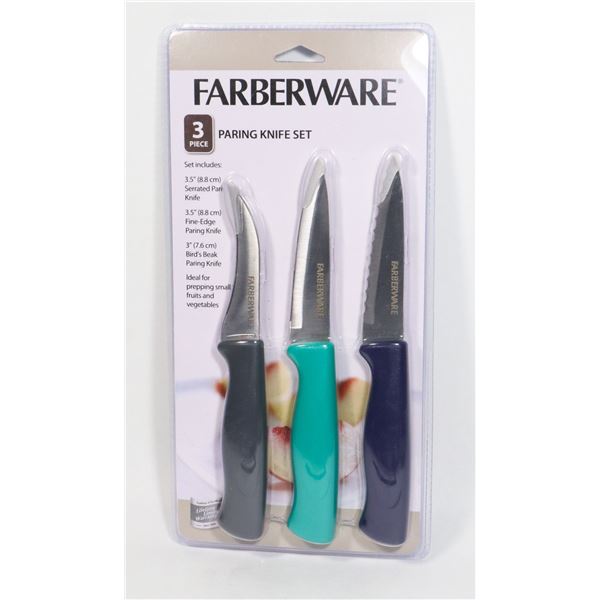 NEW FARBERWARE 3PC PARING KNIFE SET