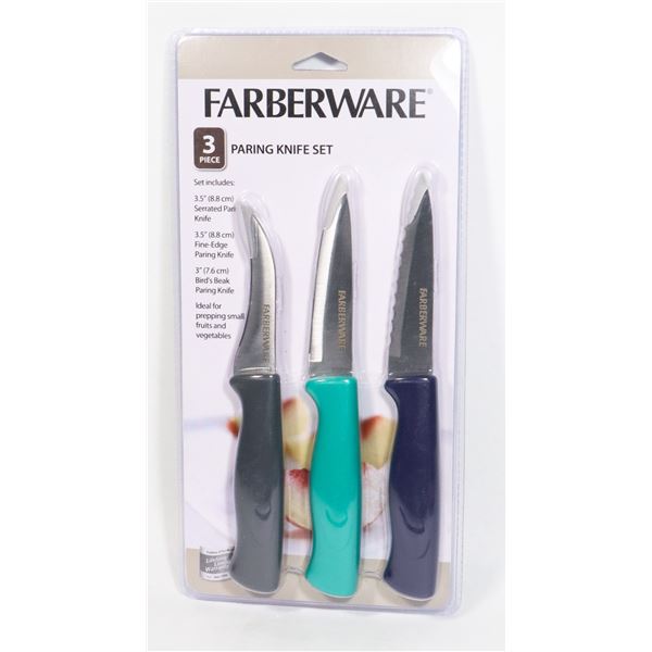 NEW FARBERWARE 3PC PARING KNIFE SET