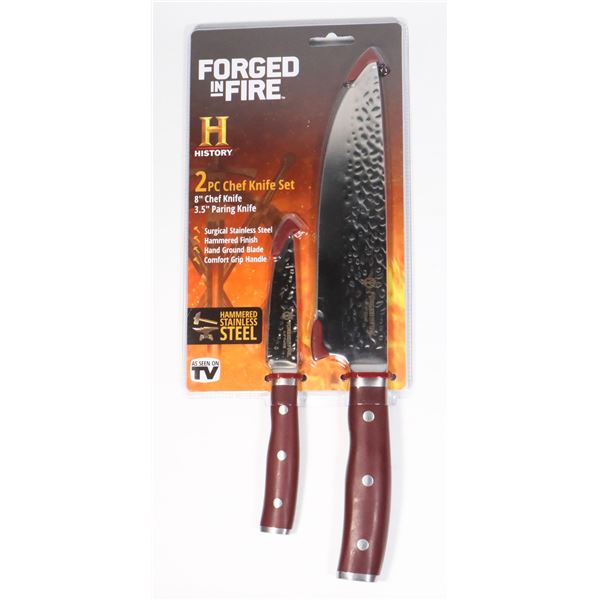 NEW  FORGED IN FIRE  2PC CHEF KNIFE SET