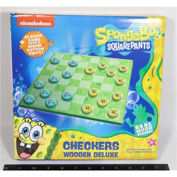 NEW SPONGEBOB SQUARE PANTS WOODEN CHECKERS