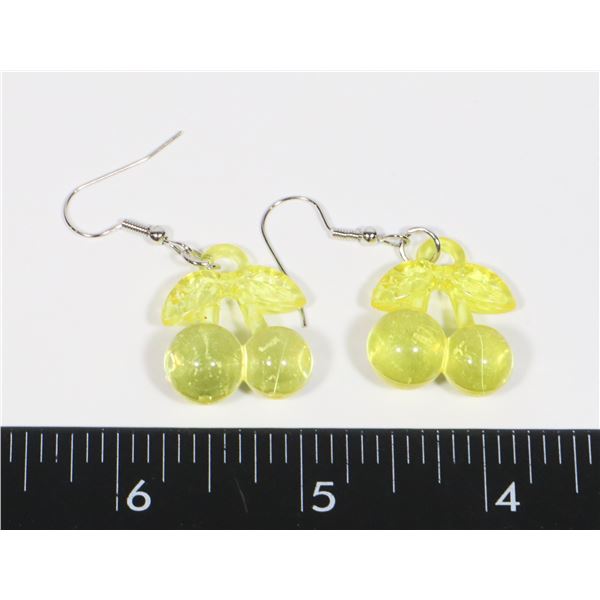 NEW YELLOW CHERRY THEME DROP EARRINGS