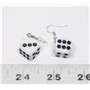 Image 1 : NEW WHITE AND BLACK 6 SIDED DICE DROP EARRINGS