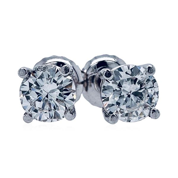 1.00 ctw Diamond Stud Earrings - 14KT White Gold