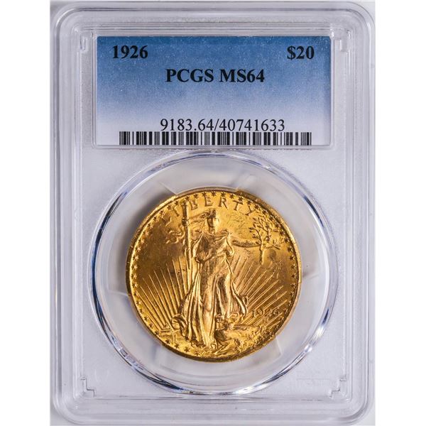 1926 $20 St. Gaudens Double Eagle Gold Coin PCGS MS64