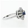 Image 6 : Vintage 14k White Gold 0.90 ctw Round Sapphire and Diamond Flower Cluster Ring