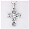 Image 2 : New 14k White Gold 0.85 ctw Ideal Cut Diamond Multi Circle Cluster Cross Pendant
