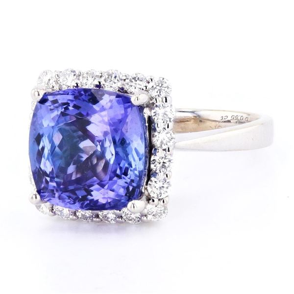 5.59 ctw Tanzanite and 0.55 ctw Diamond 18K White Gold Ring