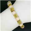 Image 6 : Vintage 18k Yellow Gold Twisted Link Bracelet w/ Matching Angel Skin Coral Beads