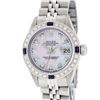 Image 2 : Rolex Ladies Stainless Steel Pink MOP Diamond & Sapphire 26MM Datejust Wristwatc