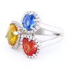 Image 1 : 6.95 ctw Multi-colored Sapphire and 0.38 ctw Diamond 14K White Gold Ring