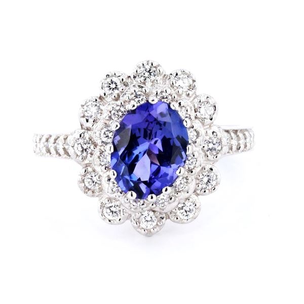 1.59 ctw Tanzanite and 0.47 ctw Diamond 14K White Gold Ring