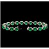 Image 3 : 14KT White Gold 15.83 ctw Emerald and Diamond Bracelet