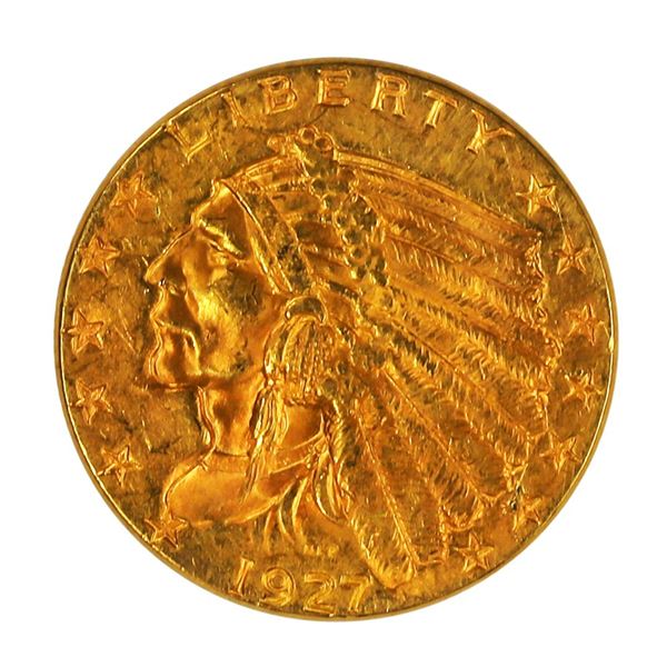 1927 $2.5 Indian Head Quarter Eagle Gold Coin CU