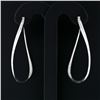 Image 3 : Italian 18K White Gold 0.25 ctw Round Diamond 50mm Large Wavy Modern Hoop Earrin