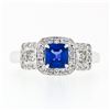 Image 5 : 18K White Gold 1.70 ctw AGL Emerald Step Cut Royal Blue Sapphire & Diamond Ring