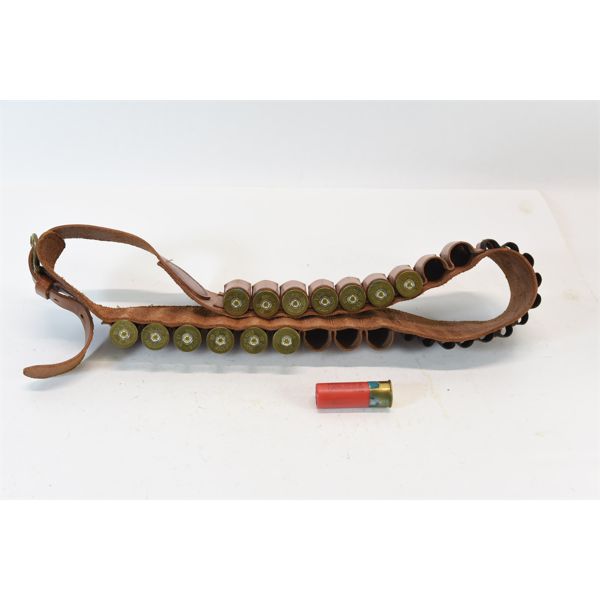 14 Rounds 12 Gauge Ammunition & Leather Ammunition Belt