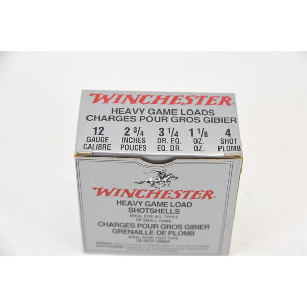 25 Rounds 12 Gauge Winchester 2-3/4  #4 Heavy Game Loads Ammunition