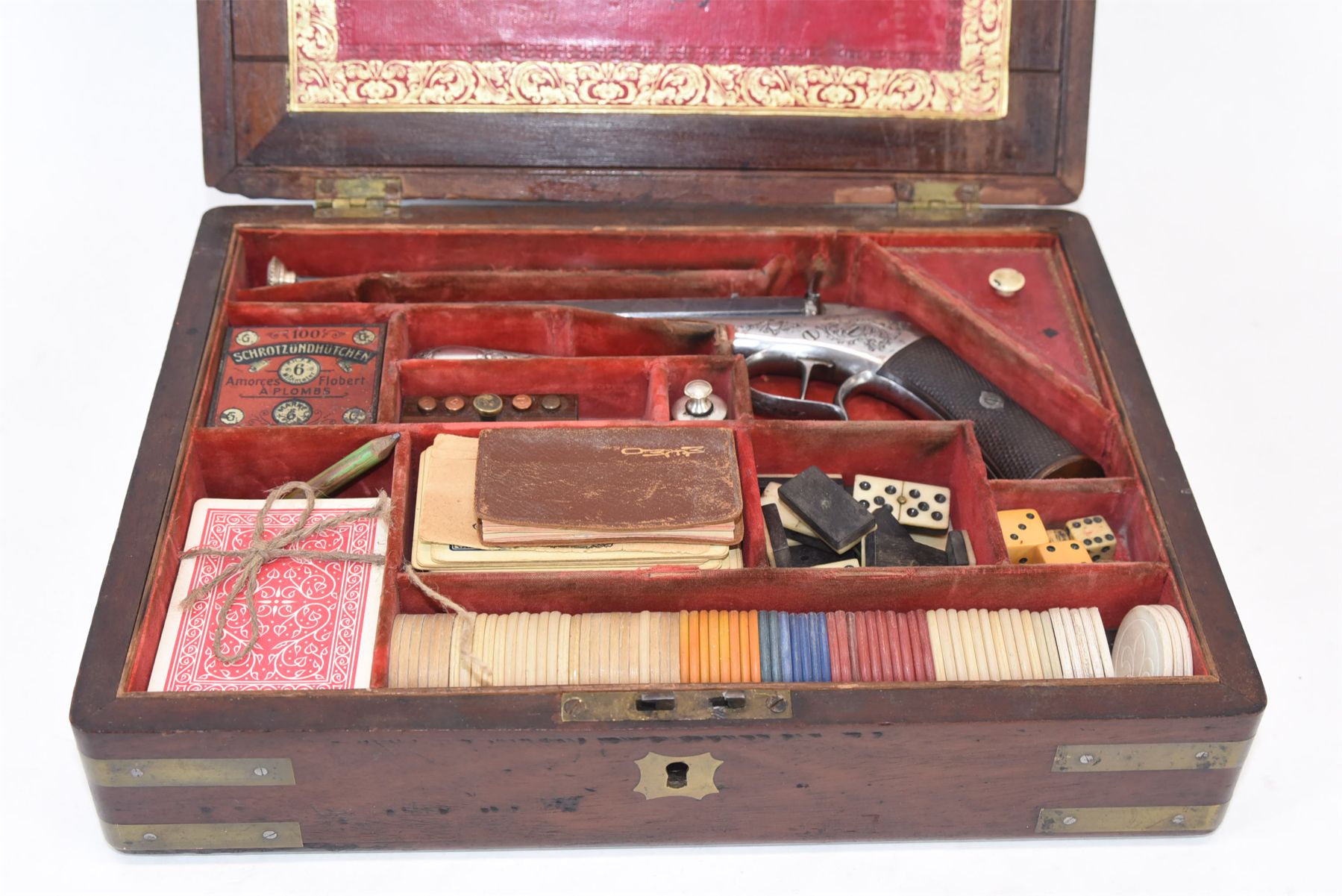 Antique Gambling Box w/ Antique Handgun