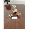 Image 1 : 2 Hand Carved Soapstone Animals & Hollow Painted Ceramic(?) Owl