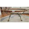 Image 2 : Beautiful Brass-Hoofed Wood & Glass Coffee Table