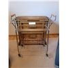 Image 3 : Wooden End Table & Vintage Magazine Caddy on Wheels