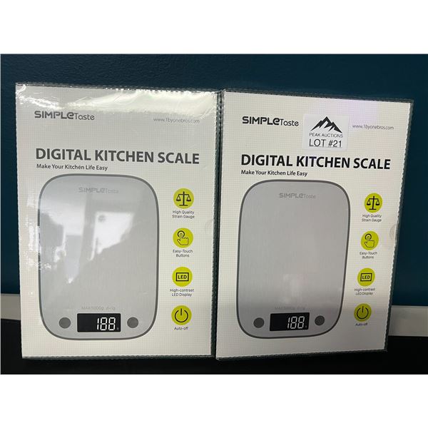 Lot of 2 SimpleTaste Digital Food Kitchen Scales