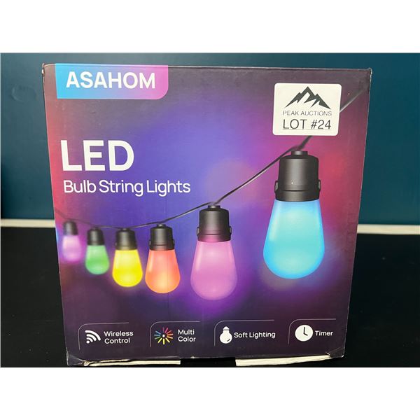 Lot of 1 Asahom LED Multi-Color Bulb String Lights w/ Wireless Control (48 FT)