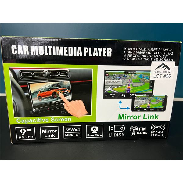 Lot of 1 9" Touchscreen Car Multimedia Player