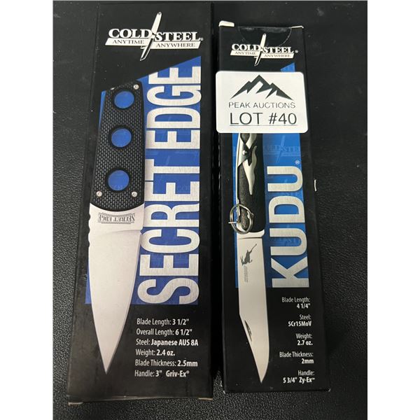 Lot of 2 Cold Steel Knives; Secret Edge & Kudu