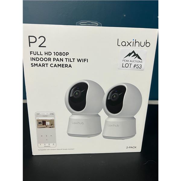 Lot of Laxihub 2-Pack P2 Full HD 1080P Indoor Pan Tilt Wifi Smart Cameras