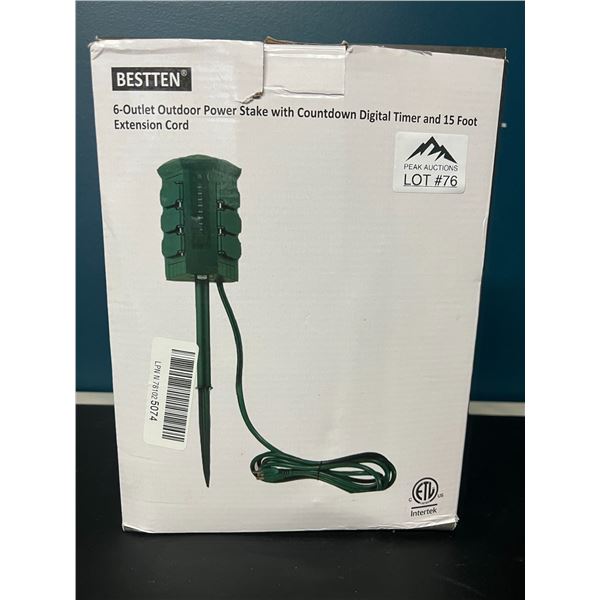 Lot of 1 6-outlet Outdoor Power Stake w/ Digital Timer & 15FT Extension Cord