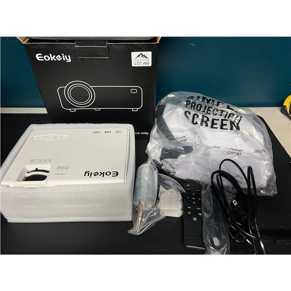 Lot of 1 LED Projector w/ Projector Screen & Remote Control