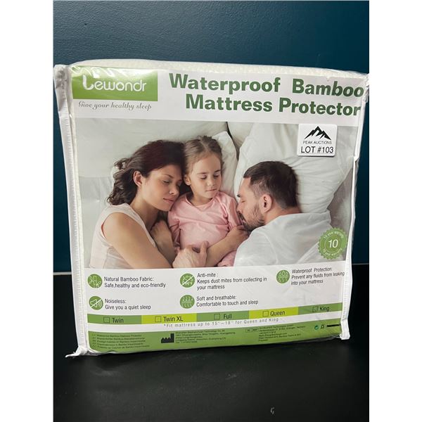 Lot of 1 Waterproof Bamboo Mattress Protector - King Size