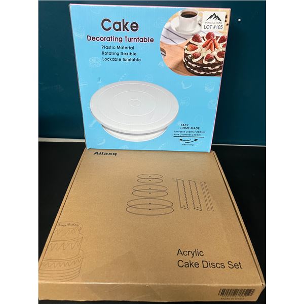 Lot of 1 Cake Decorating Turntable & 1 Acrylic Cake Disc Set