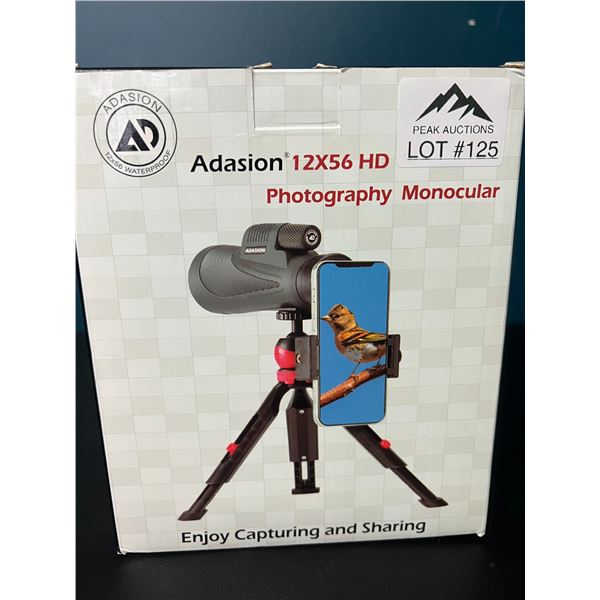 Lot of 1 Adasion 12X56 HD Photography Monocular Lens w/ Tripod