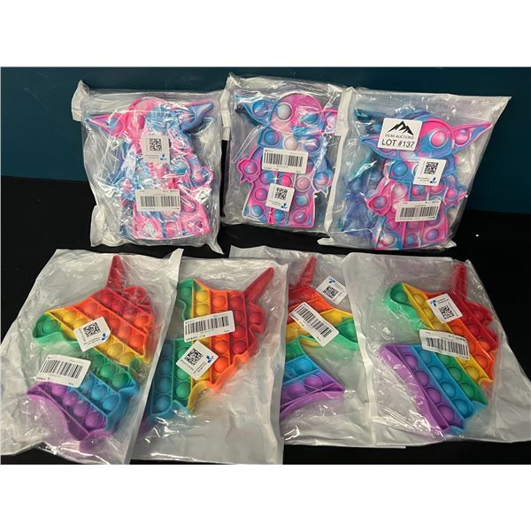 Lot of 10 Pop-It Fidget Toys - Baby Yoda & Unicorns