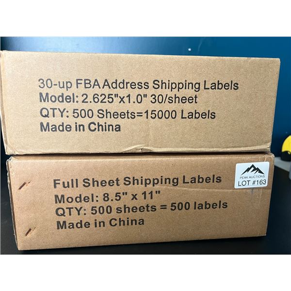 Lot of 2 Boxes of Shipping Labels - 500 Sheets/15000 Labels Per Box