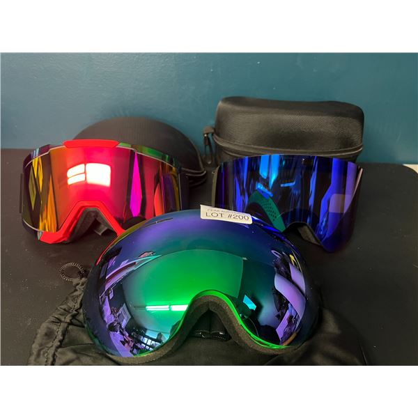 Lot of 3 Pairs of Assorted Ski/Snowboarding Goggles