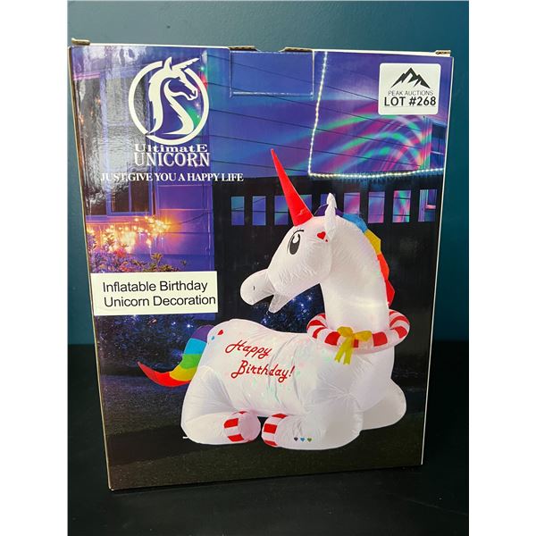 Lot of 1 Inflatable Birthday Unicorn w/ LED Lights - Over 4FT Tall!