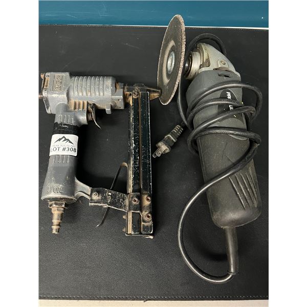 Lot of 1 Angle Grinder & 1 Nailer/Stapler Tool (*Used)