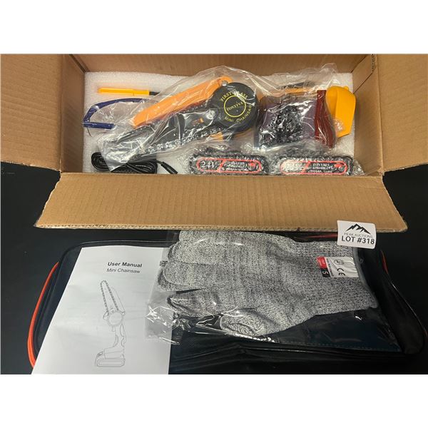 Lot of 1 6" Cordless Mini Chainsaw w/ 2 Rechargeable Batteries